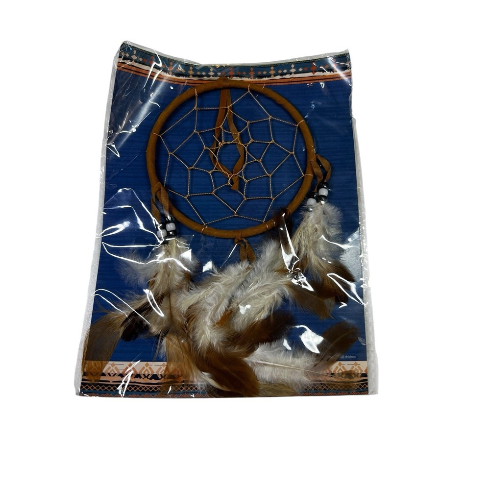 Lakota Sioux Style Dreamcatcher 4.5" St. Joseph's Indian School Feathers Beads‎